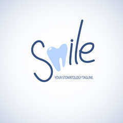 Dental clinic logo template with tooth icon.