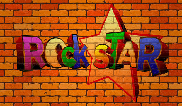 Fototapeta Graffiti rock star on the wall