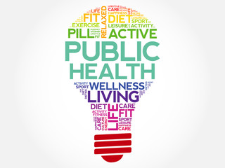 Public Health bulb word cloud, health concept background