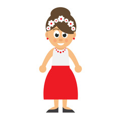 cartoon woman in red skirt vector