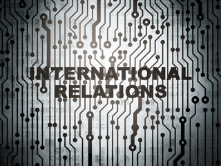 Political concept: circuit board with International Relations