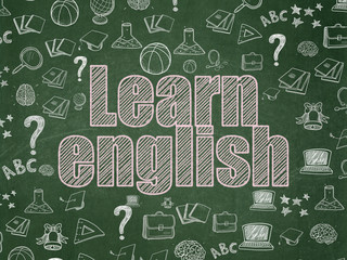 Studying concept: Learn English on School Board background