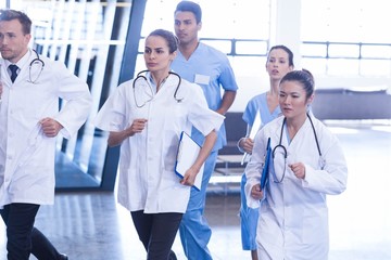 Doctors and nurses rushing for emergency