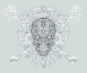Fototapeta premium human skull made of flowers