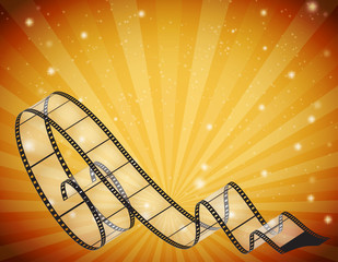 Naklejka premium abstract horizontal background with retro film strip, rays 