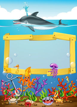 Frame design with dolphin underwater