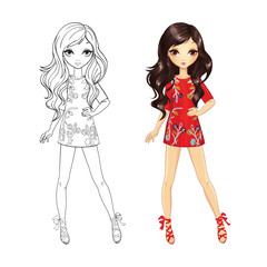 Coloring Book Of Fashion Brunette