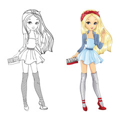 Coloring Book Of Blonde Girl