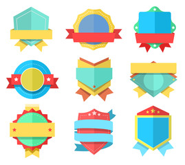 Flat style badge icons set. Vector badges, simple design.