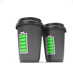 Three paper coffee cups