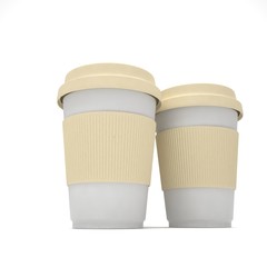 Three paper coffee cups