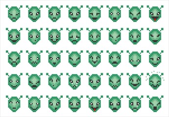 Naklejka premium vector icons of smiley alien faces
