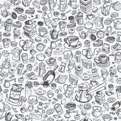 hand drawn coffee pattern