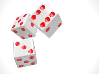 three dices on white