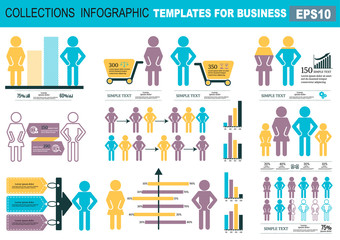 Collection of infographic people  elements for business.Vector i