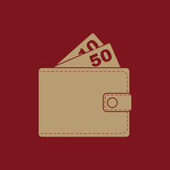 The wallet icon. Purse symbol. Flat