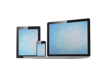 laptop, tablet, phone, on white