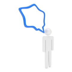 3d man with talk bubbles isolated over a white background