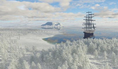 barco de vela en el ártico
