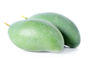 green   mango  on the white ground