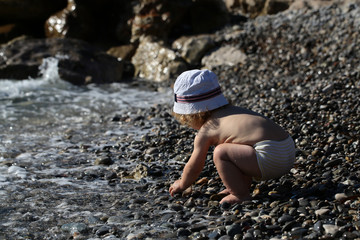 Boy playing with water