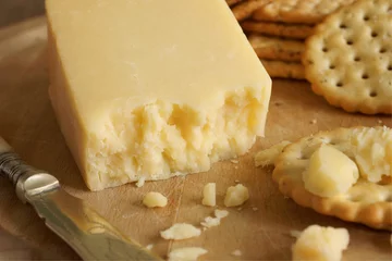 Gordijnen Lancashire cheese a traditional English cheese from the county of Lancashire © David Pimborough