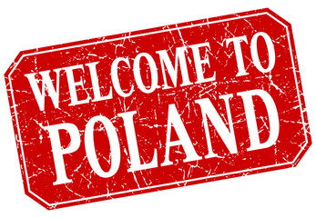 welcome to Poland red square grunge stamp