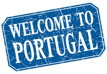 welcome to Portugal blue square grunge stamp