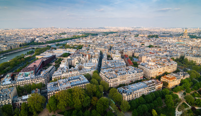 Skyline of Paris, France. A view from the top of Eiffel tower.