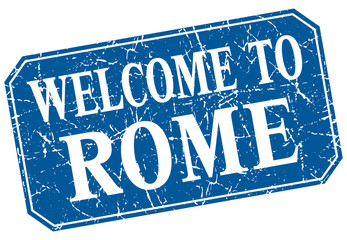 welcome to Rome blue square grunge stamp