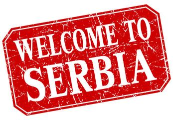 welcome to Serbia red square grunge stamp