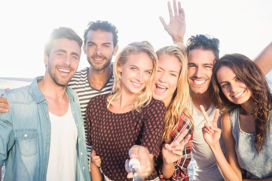 Happy Friends Taking Selfie 