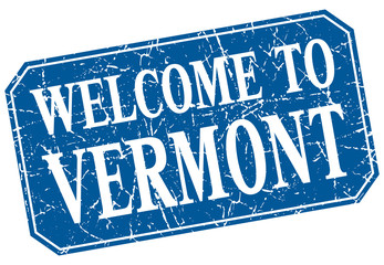 welcome to Vermont blue square grunge stamp