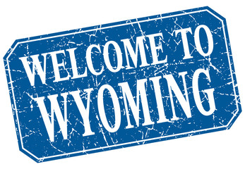 welcome to Wyoming blue square grunge stamp