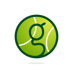 G letter logo with tennis ball.