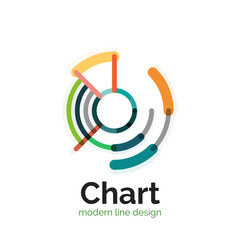 Thin line chart logo design. Graph icon modern colorful flat style