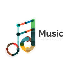 Music note logo, flat thin line geometric design