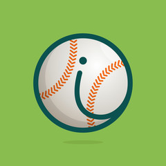 I letter logo with baseball ball.