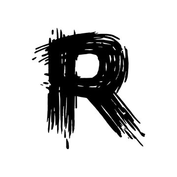 R letter painted with a felt pen.