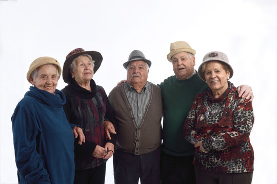 Group of senior people with hat