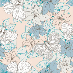 Obraz premium abstract vector seamless pattern with flowers