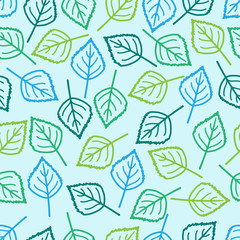 vector seamless background with colored leaves