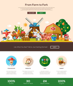 Farmery website header banner with webdesign elements