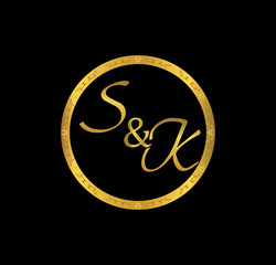 SK initial wedding in golden ring