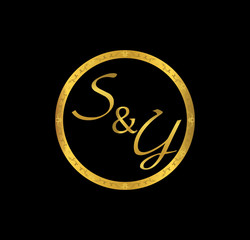 SY initial wedding in golden ring