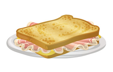 big toast with ham salad and cheese