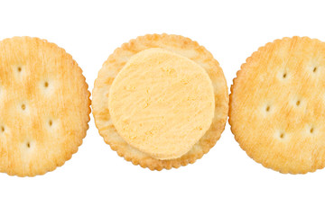 Cracker cream cheese isolated on white background.