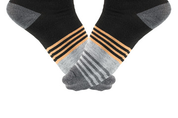pair striped socks isolated on a white background