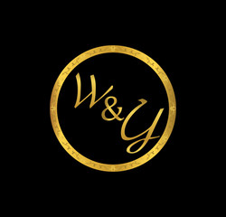 WY initial wedding in golden ring