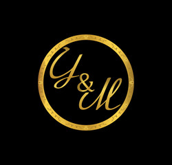 YM initial wedding in golden ring